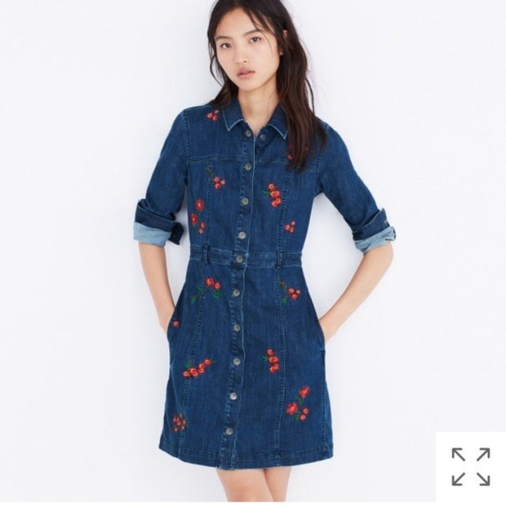 Madewell embroidered snapfront dress